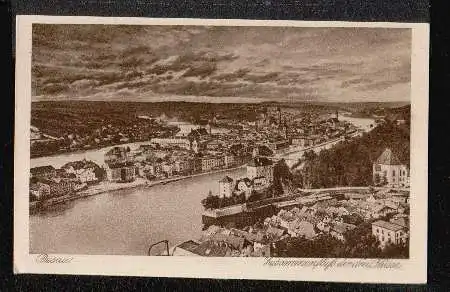 Passau. Zusammenfluss der drei Flüsse