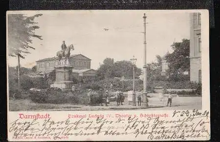 Darmstadt. Denkmal Ludwig IV Theater und Schlossterrasse