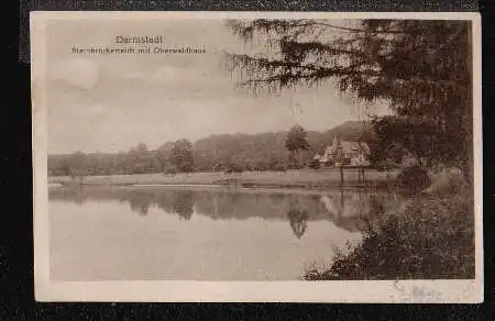 Darmstadt. Seitenbrückenteich mit Oberwaldhaus