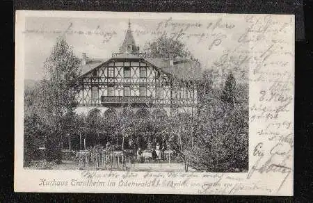 Niederramstadt Poststempel. Kurhaus Trautenheim im Odenwald