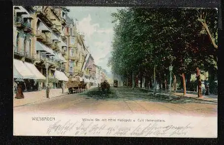 Wiesbaden. Wilhelmstraße mit Hotel Metropol und Cafe Hohenzollern