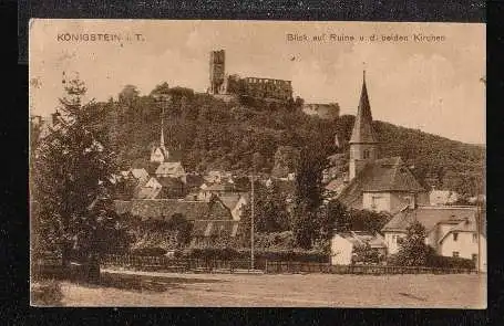 Königstein i. Taunus. Blick auf Ruine u. d. beiden Kirchen