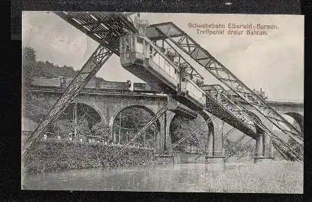 Elberfeld Barmen. Schwebebahn.Treffpunkt dreier Bahnen