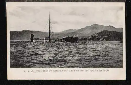 Typhoon. SS Apenrade sunk off Stonecutters Island .1906