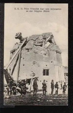 Prinz Friedrich Karl und Adjutanten an der Düppler Mühle