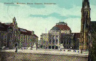 Chemnitz. Museum, Neues Theater, Petrikirche