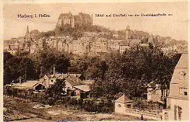 0 Marburg i. Hessen. Schloss und Oberstadt von der Deutschhaustrasse aus