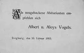 Siegburg. 10 Februar 1905.