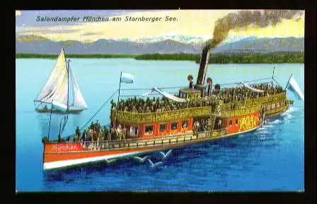 x00099; Salondampfer München am Starnberger See.