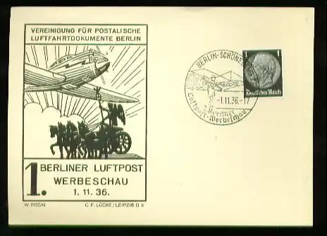 x00469; 1 Berliner Luftpost Werbeschau 1.11.36.