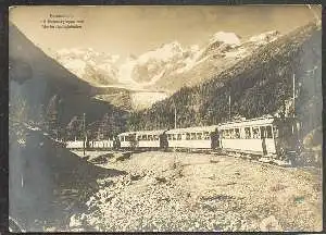x00695; Berninabahn mit Berninagruppe und Morteratschgletscher.
