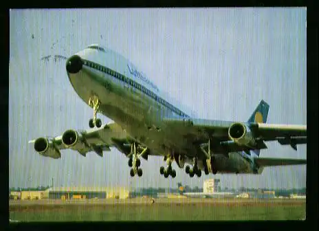 x00765; Flughafen Frankfurt Main. Eine Boeing 747 Jumbo Jet beim Start nach Übersee.