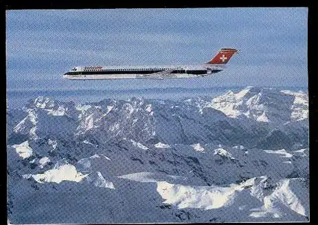 x00940; Swissair DC 9/81 über den Schweizer Alpen.