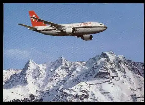 x00941; Airbus A310 der Swissair über den Alpen.