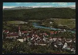 x01578; Gailingen Hochrhein Blick auf Santis und Churfirsten.