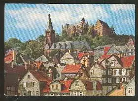 x02080; Marburg. Altstadt mit Landgrafenschloss und luth. Pfarrkirche.