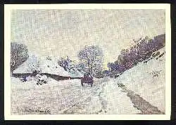 x02733; Monet. La Charette. Route sous la neige a Honfleur Road in the snow at Honfleur.