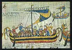 x02827; Bayeux. Männer und Pferde nehmen Platz an Bord der Schiffe.