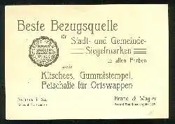 x03148; Firmenkarte Brand u. Wagler Siegelmarken.