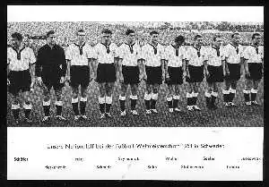 x03802; Unsere Nationalelf bei der Fussball Weltmeisterschaft 1958 in Schweden.