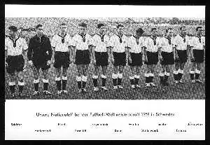 x03803; Unsere Nationalelf bei der Fussball Weltmeisterschaft 1958 in Schweden.