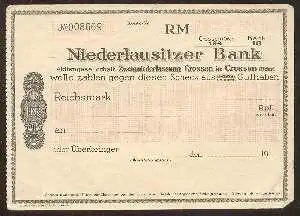 x03832; Scheck. Niederlauslitzer Bank. Keine AK.