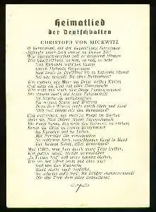 x03979; Heimatlied der Deutschbalten. Christoph von Mickwitz.
