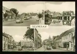 x04203; Schwaan (Kr. Butzow), Markt. An der Warnow, Pferdmarkt. August. Bebel. Strasse.