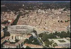 x05773; Nimes. Vue arienne des Arenes. La tour magne dans le lointain.