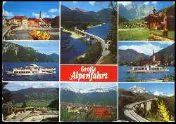 x05779; Alpen.Grosse Alpenfahrt. Bad Tölz, Sylvenstein Stausee, Eng Almen, Achensee, Tegernsee, Achenseestr., Innsbruck, Europabrücke.