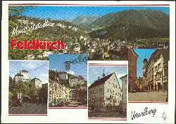 x06152; Vorarlberg, Österreich. Montfortatadt FELDKIRCH mit Schattenburg, Neustadt, Rathaus und Marktplatz.