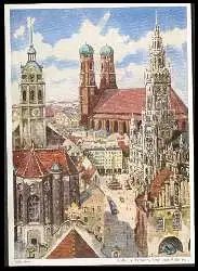x06617; München. Raoenkirche, Rathaus, Alter Peter und Marienplatz. Sonderausgaben zum 18 Deutschen Stenografentag 1956.