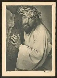 x07279; Oberammergau. Jubiläums Passionsspiele 1930: Jesus, kreuztragend. Mit Autogramm.