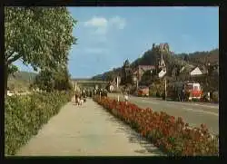 x07355; OBERWESEL am Rhein. Rheinpromenade mit Schönburg.