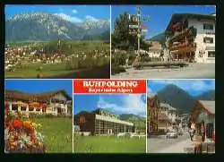 x07895; Ruhpolding mit Rauschberg u. Sonntagshorn Dorfplatz.