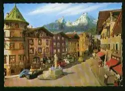 x07927; BERCHTESGADEN. Marktplatz mit Watzmann,.