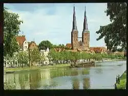 x08282; Lübeck. Partie an der Obertrave mit Dom.