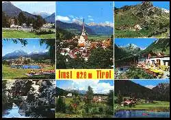 x11234; Imst. Tirol.Gasthof Sonneneck, Alpenschwimmbad mit Campingplatz, Rosengartenschlucht, Imst mit Mutterkopf, Gunglgrün, Mutterkopfhütte, Latschenhütte, Hotel Linserhof.