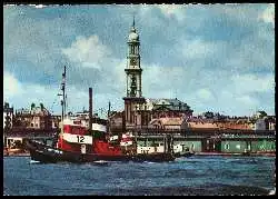 x11393; Hamburg. Hafen und Michaeliskirche.