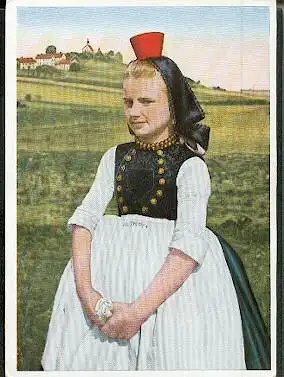 x11596; Hessische Trachten, Schwälmer Mädchen im Sonntagsstaat.