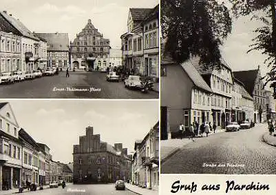 x11867; Parchim. Rathaus. Strasse des Friedens. Ernst Thälmann Platz.