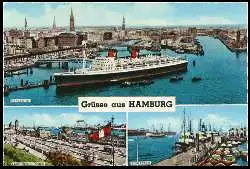 x12662; Hamburg. Hanseatic, Landungsbrücken, Schlepper. Gruss aus.