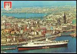 x12663; Hamburg. Blick auf Überseebrücke, Stadt und Außenalster.