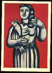 x12707 ; 9. FERNAND LEGER (1881 1955). Femme ä l&#039;Oiseou sur Fond Rouge, 1952.