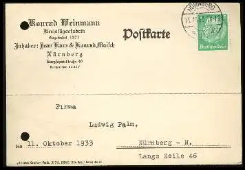 x12796; Nürnberg. Firmenkarte. Konrad Weimann. Keine AK.