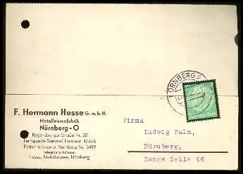 x12799; Nürnberg. Firmenkarte. F. Hermann Hesse GmbH. Keine AK.