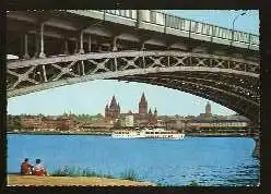 x13248; Mainz. Rheinbrücke und Blick auf die Stadt.