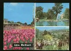 x13317; Iga Erfurt. Tulpenplatz, Wasserspiele, Blick vom Irisgarten auf Erfurt.