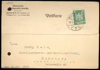 x13818; Berlin. Deutsche Formpuderwerke. Keine AK. Firmenkarte.