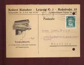 x13836; Leipzig. Robert Kutscher. Trockenklosetts. Keine AK. Firmenkarte.